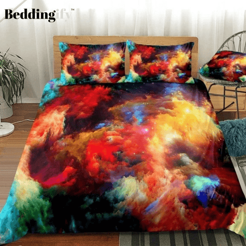 Image of 3D Galaxy Colorful Clouds Bedding Set - Beddingify