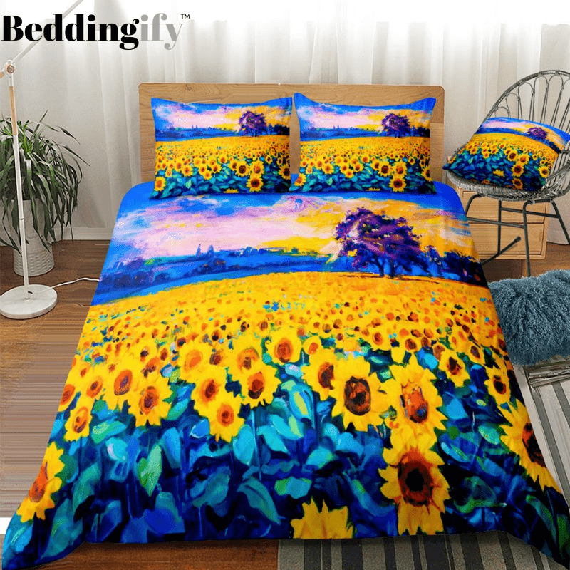 Watercolor Sunflower Bedding Set - Beddingify