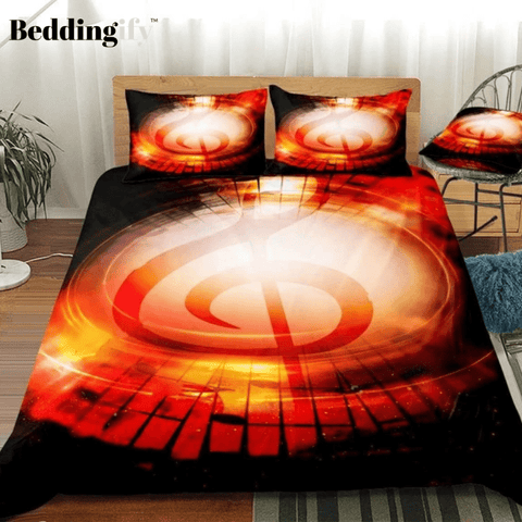Image of 3D Red Music Notes Bedding Set - Beddingify