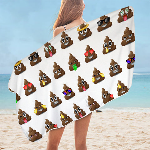 Image of Dung Emojis White Bath Towel