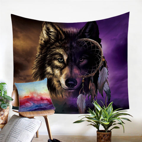 Image of Contrast Wolf Tapestry - Beddingify