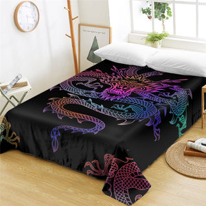 Oriental Dragon Black Flat Sheet - Beddingify