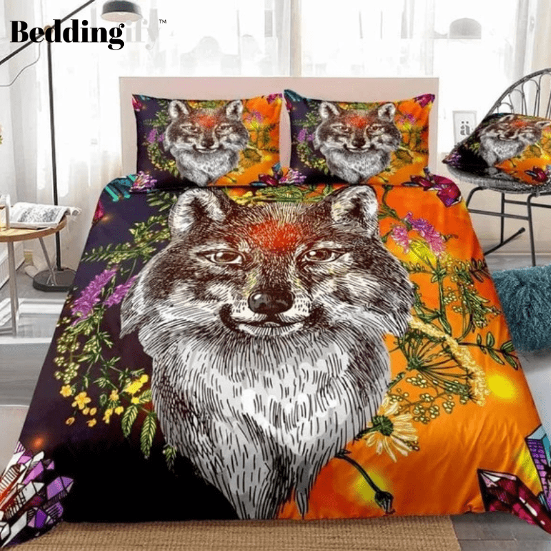 Boho Wolf Bedding Set - Beddingify