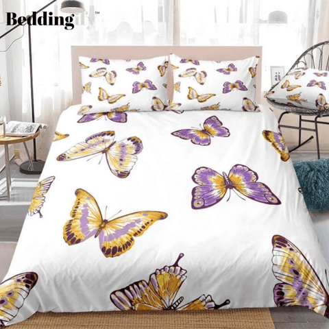 Image of Purple Butterfly Bedding Set - Beddingify