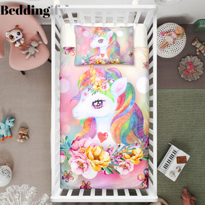 Floral Unicorn Crib Bedding Set - Beddingify
