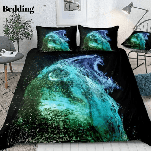 Image of Lion Water Abstract Splash Bedding Set - Beddingify