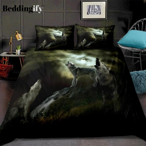 Image of Dark Night Wolves Bedding Set - Beddingify