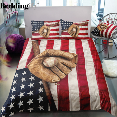 Image of Baseball Flag Bedding Set - Beddingify