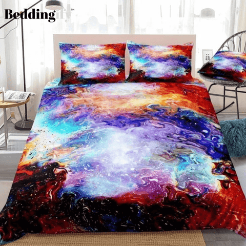 Image of Colorful Cosmic Space and Stars Comforter set - Beddingify