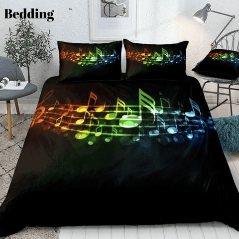 Image of Colorful Music Notes Bedding Set - Beddingify