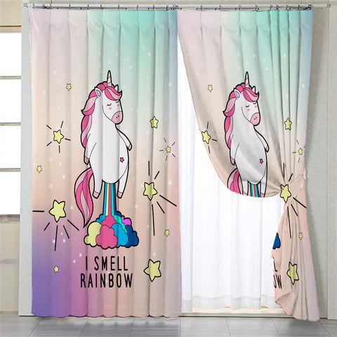 Image of I Smell Rainbow Unicorn 2 Panel Curtains