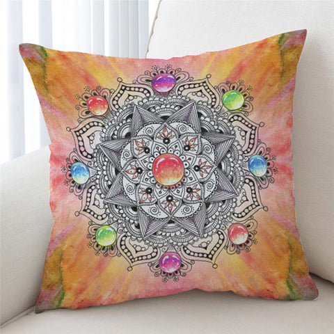 Image of Concentric Jewel Mandala Motif Cushion Cover - Beddingify