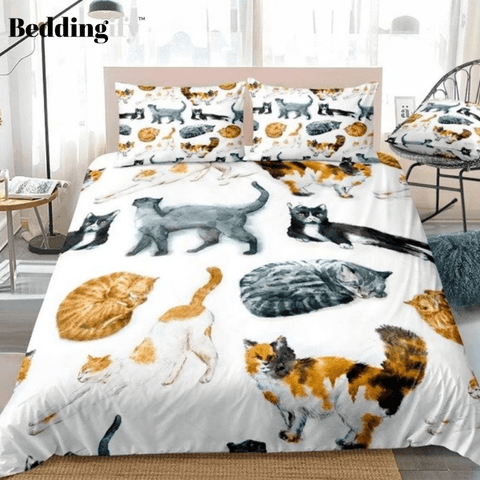 Watercolor Cats Bedding Set - Beddingify