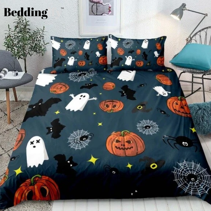 Halloween Bat with Pumpkin Bedding Set - Beddingify