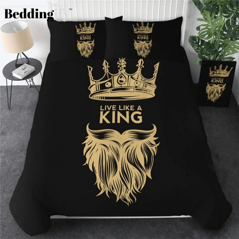 Image of Black Yellow Fashion Crown Comforter Set - Beddingify