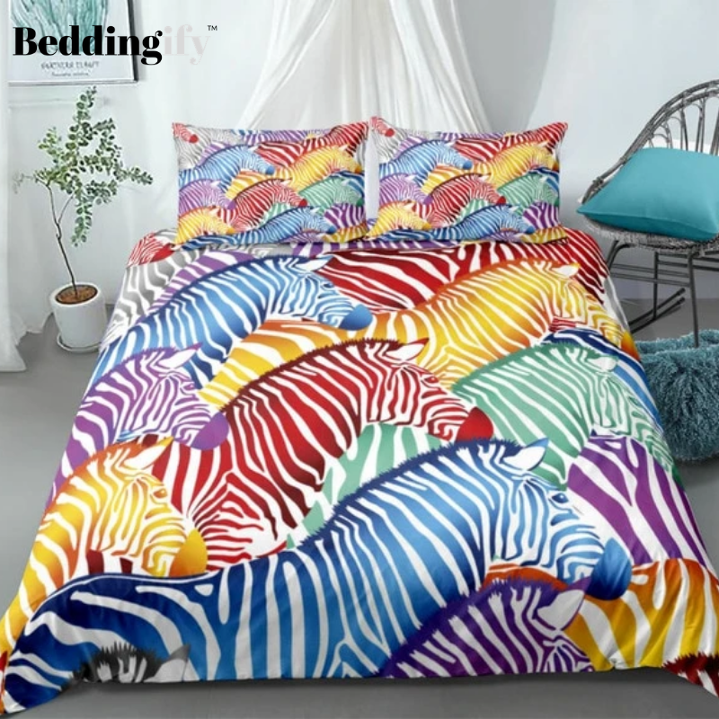 Rainbow Zebra Bedding Set - Beddingify