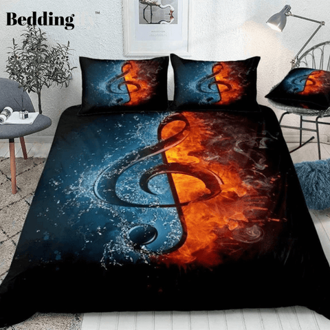Image of Music Note in Fire and Water Bedding Set - Beddingify