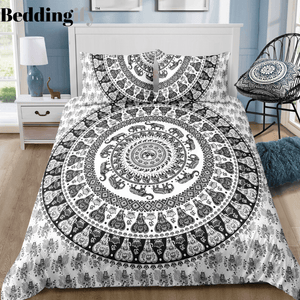Tribal Black White Mandala Pattern Bedding Set - Beddingify