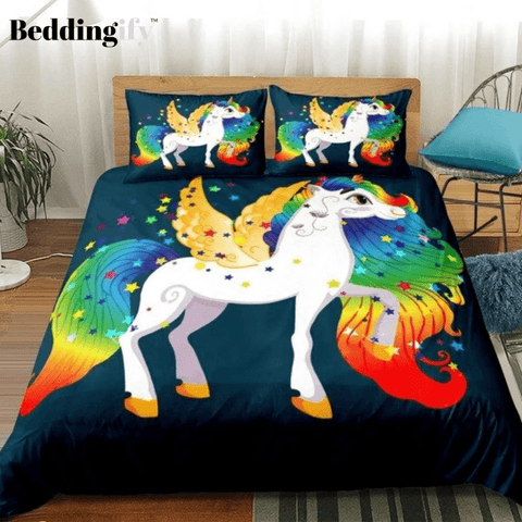 Image of Unicorn with Golden Wings Bedding Set - Beddingify