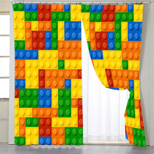 3D Lego Tiles 2 Panel Curtains
