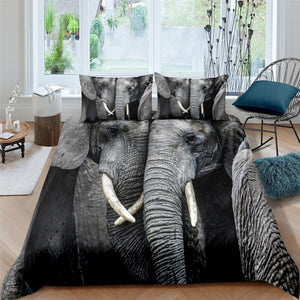 B&W Caring Elephants Bedding Set