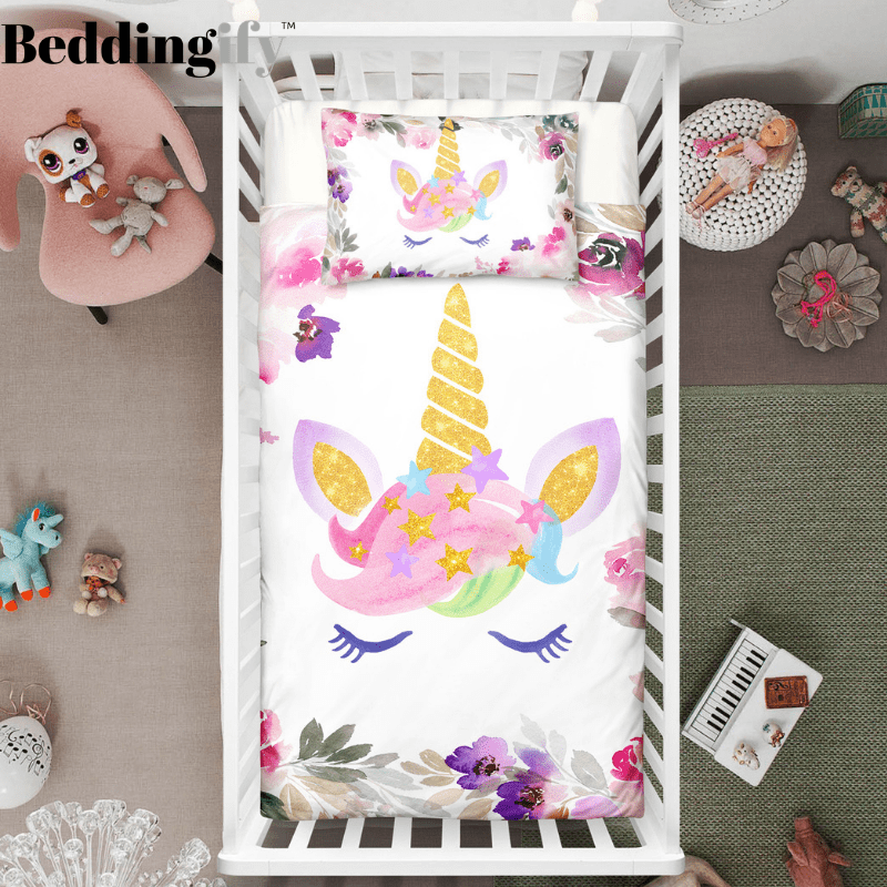 Sleeping Unicorn Lash Crib Bedding Set - Beddingify