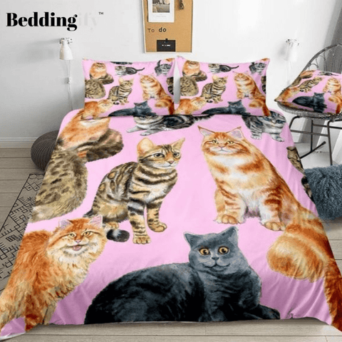 Watercolor 3D Cats Bedding Set - Beddingify