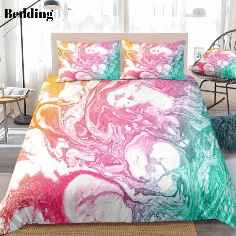 Colorful Yellow Red Green Quicksand Bedding Set - Beddingify