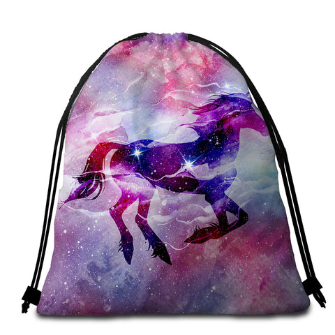 Image of Nebula Unicorn Round Beach Towel Set - Beddingify