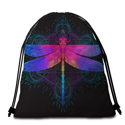 Image of Mystique Dragonfly Round Beach Towel Set
