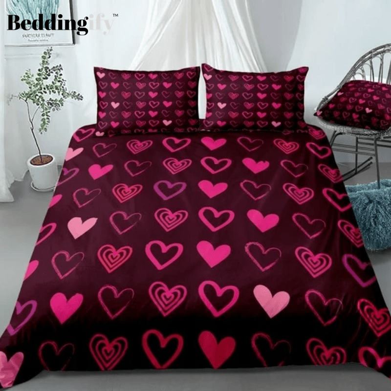Red Hearts Romantic Love Bedding Set - Beddingify