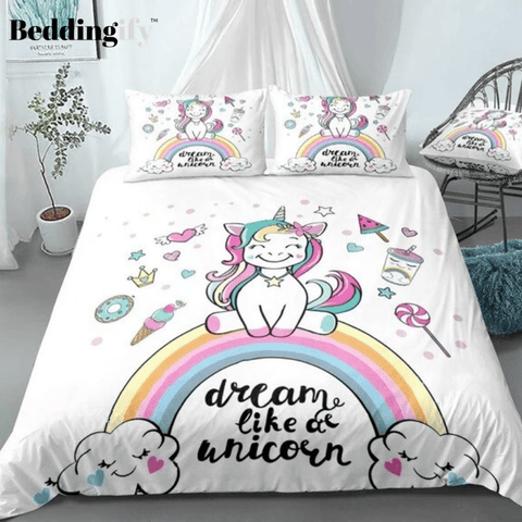Image of Adorable Rainbow Unicorn Bedding Set - Beddingify