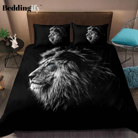 Image of Black Lion Pattern Bedding Set - Beddingify