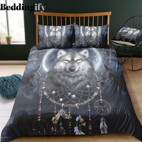 Image of Mystic Wolf Dreamcatcher Comforter Set - Beddingify
