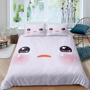 Cute Pink Face Emoji Bedding Set