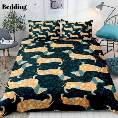 Image of Cute Dachshund Sausage Dog Comforter Set - Beddingify