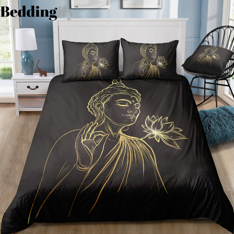 Image of Buddha Holding Lotus Bedding Set - Beddingify