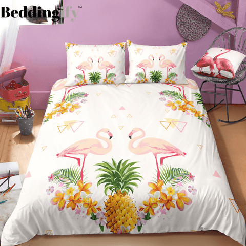 Image of Pineapple and Flamingo Bedding Set - Beddingify