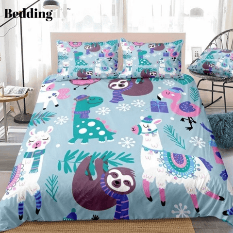 Image of Alpaca And Sloth Comforter Set - Beddingify