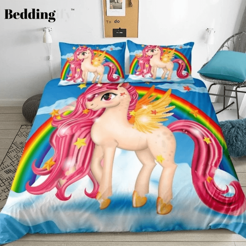 Rainbow Pinky Unicorn Bedding Set - Beddingify
