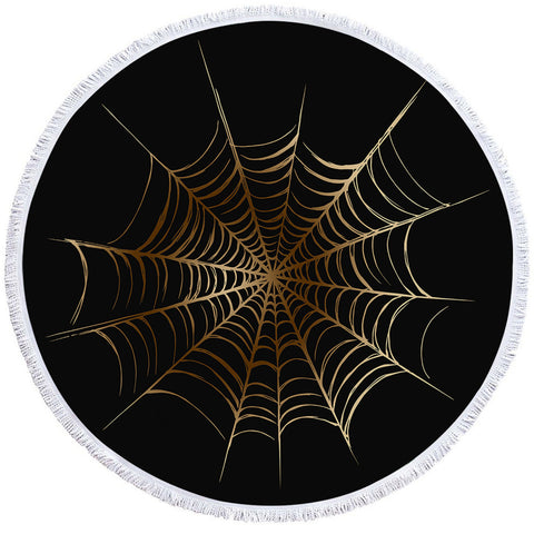 Image of Spider Web Black Round Beach Towel Set - Beddingify