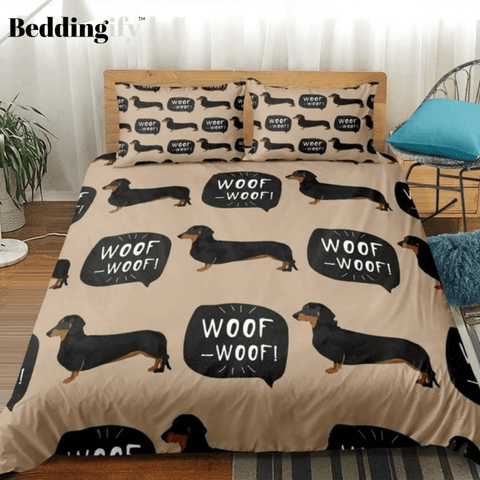 Image of Cartoon Sausage Dog Bedding Set - Beddingify