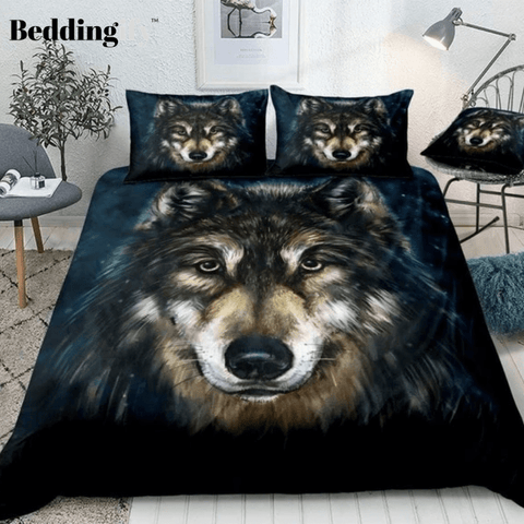 Image of Watercolor Wolf Head Bedding Set - Beddingify
