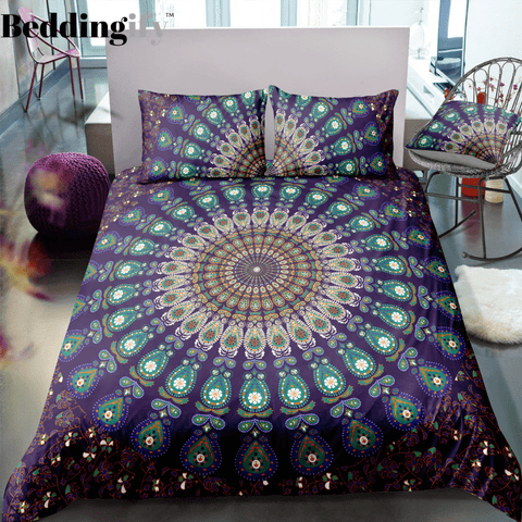 Image of Purple Flower Mandala Pattern Bedding Set - Beddingify