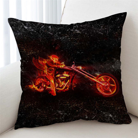 Image of Flaming Ghost Rider Cushion Cover - Beddingify