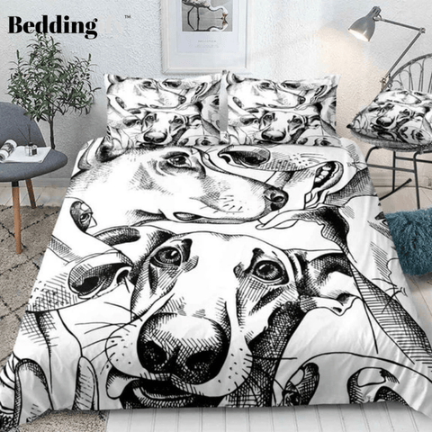 Image of Black and White Dogs Comforter Set - Beddingify