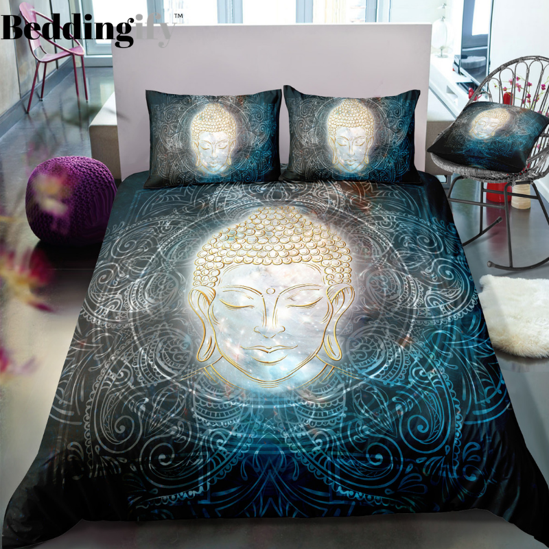 Buddha in the Lotus Mandala Space Bedding Set - Beddingify