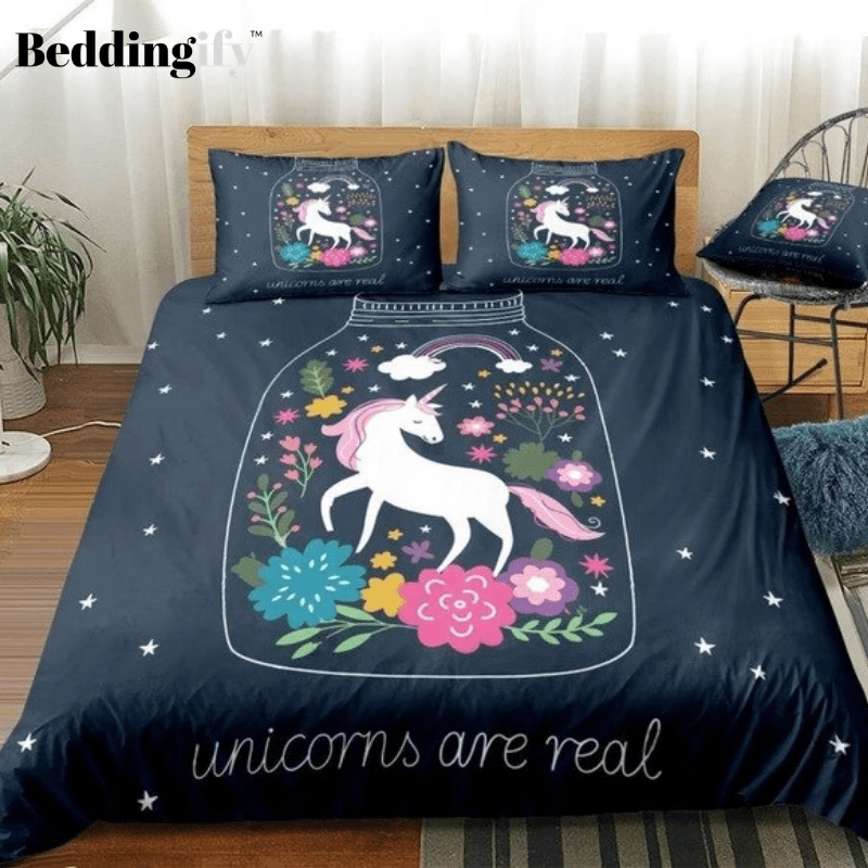 Purple Floral Unicorn Bedding Set - Beddingify