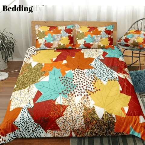 Image of Colorful Maple Leaves Bedding Set - Beddingify