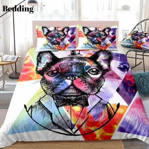 Image of Gentleman Bulldog Watercolor Bedding Set - Beddingify